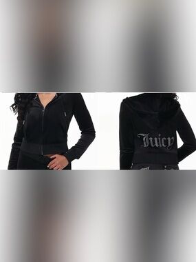 Juicy Couture Black Velour Zip-Front Hoodie S women’s nwt